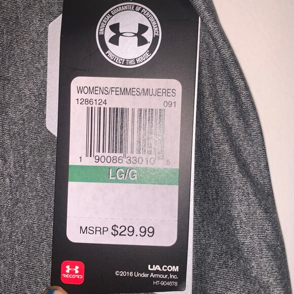 Under Armour, Compression Biker Shorts, Size L, (fits like M) Gray, Hot Pink - Picture 3 of 4